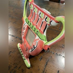 Vintage Terragrafics Ceramic Glazed Marked Photo Frame 3 x 3 picture size Teapot